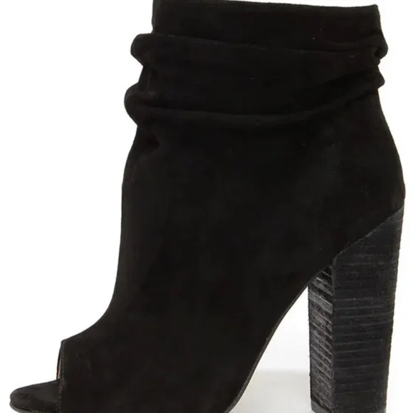 Kristin Cavallari Chinese Laundry Laurel Black Suede Peep Toe Booties. Size 6.5. - Picture 1 of 10
